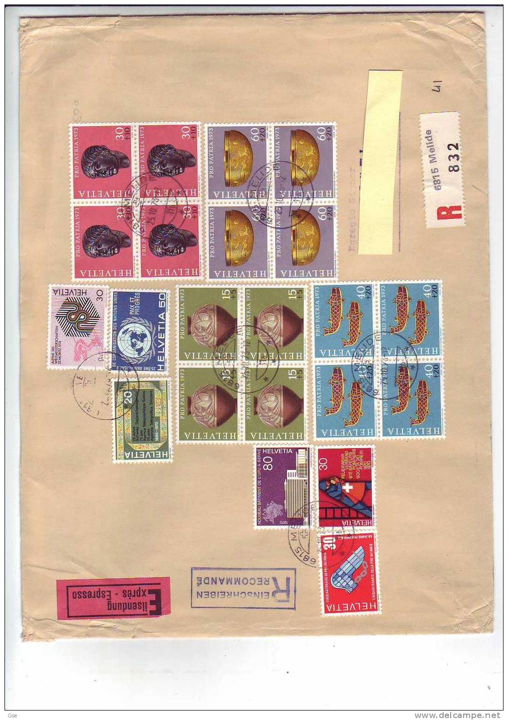 SVIZZERA 1972 -  Raccomandata-espresso - Yvert  850/4-926/9(x4)-931 - Lettres & Documents