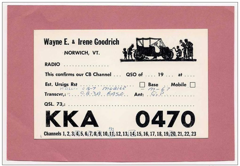 NORWICH, VERMONT, VT, USA, CB-QSL Card Citizen Band Radio Postcard Post Card Carte Postale - CB