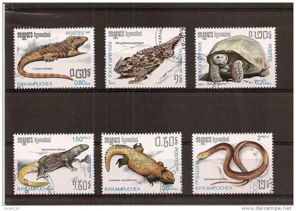 Série Oblitérée Du Cambodge, Tortues,reptiles, 1987 - Schildpadden