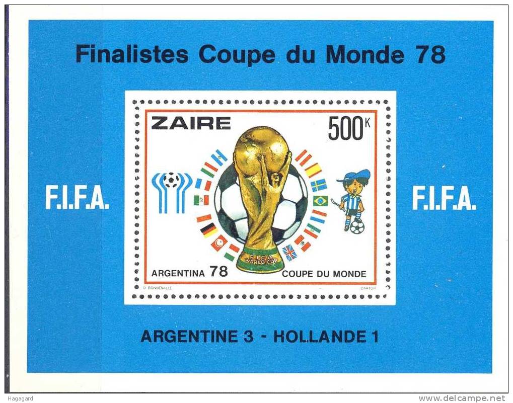 #Congo/ Zaire 1978. Sport. Football. Michel Block 19. MNH(**) - Unused Stamps