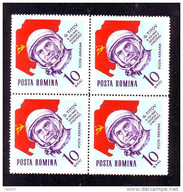 Romania  1963 Espace VOSTOK 2 , G. TITOV 4X ** MNH. - Europa