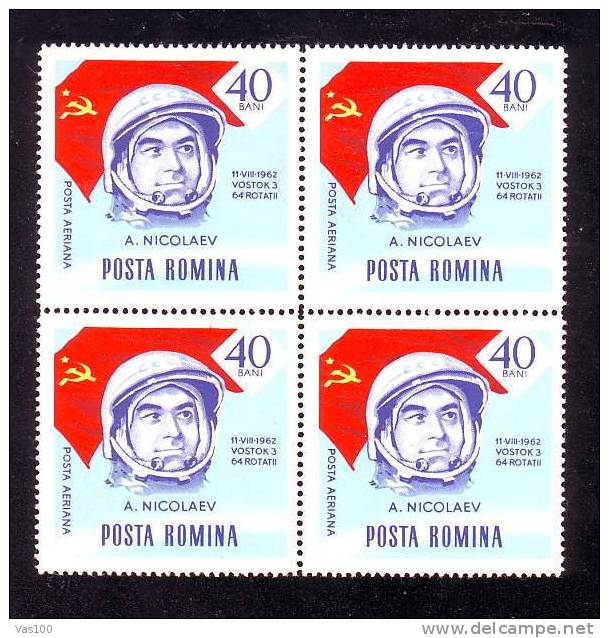 Romania  1963 Espace VOSTOK 3 A. NICOLAEV 4X ** MNH. - Europe