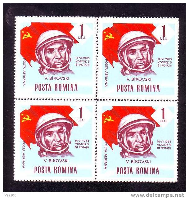 Romania  1963 Espace VOSTOK 5 V. BIKOVSKI 4X ** MNH. - Europa