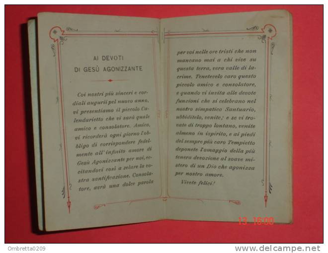 Anno1905 Calendarietto/libretto - Confraternita "S.Agonia Di N.S. Nell'Orto" Chiesa Della Missione TORINO-Tip.P.Celanza - Tamaño Pequeño : 1901-20