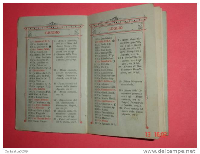 anno1905 calendarietto/libretto - Confraternita "S.Agonia di N.S. nell'Orto" Chiesa della Missione TORINO-Tip.P.Celanza