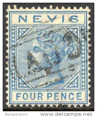 Nevis #26 Used 4p Victoria From 1882 - St.Cristopher-Nevis & Anguilla (...-1980)