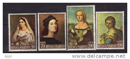 Oeuvres De RAPHAEL.   4 T-p Neufs ** Serie Complete SAN MARINO  1963 - Nuevos