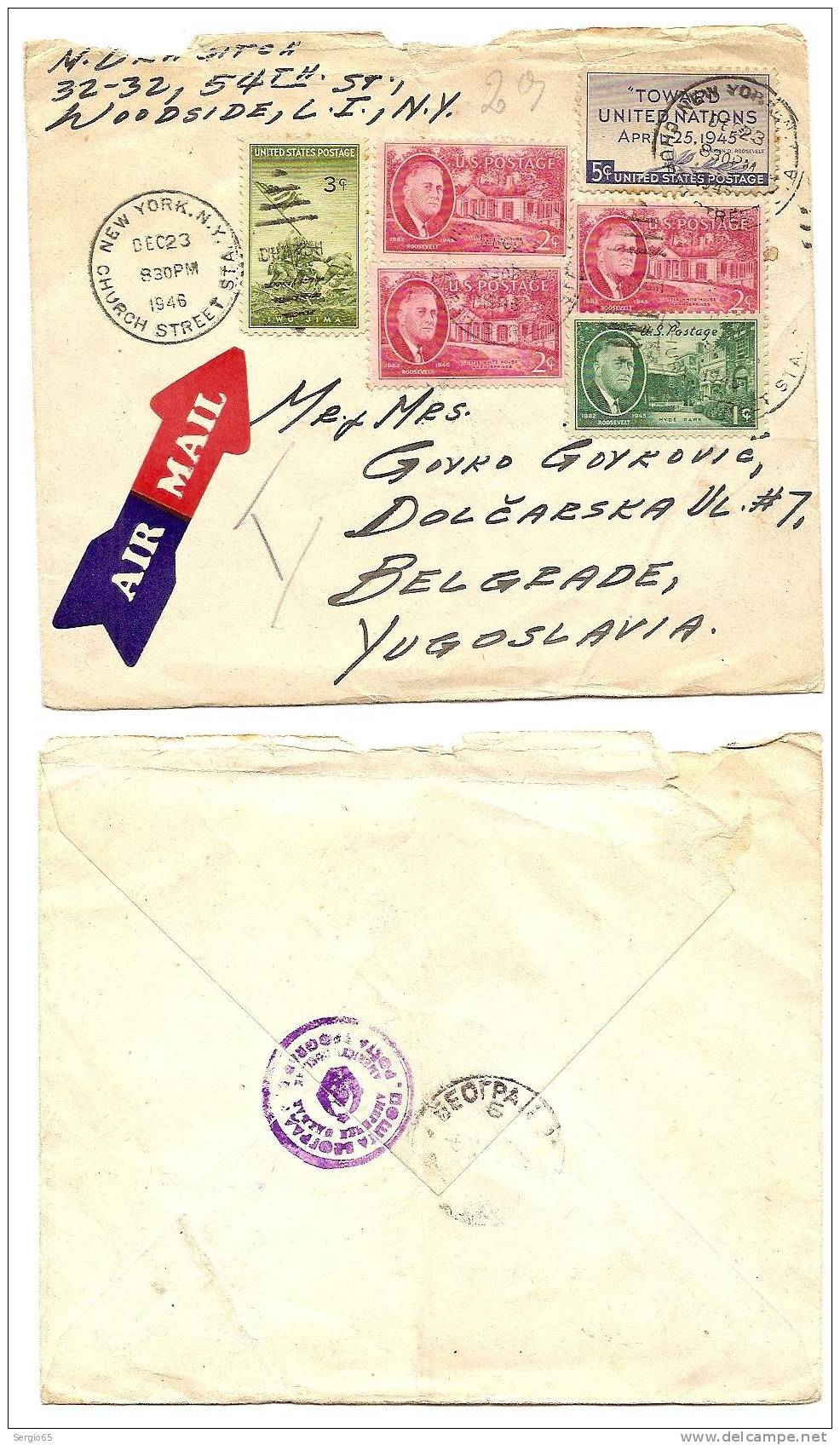 Letter - Traveled 1946th ( From New York To Beograd ) - Covers & Documents