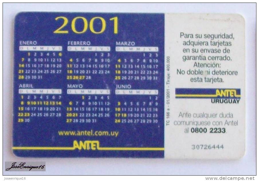 TC 166a ANTEL URUGUAY, TELECOMUNICACIONES NUEVA ERA. ANTELDATA 2001 - Uruguay