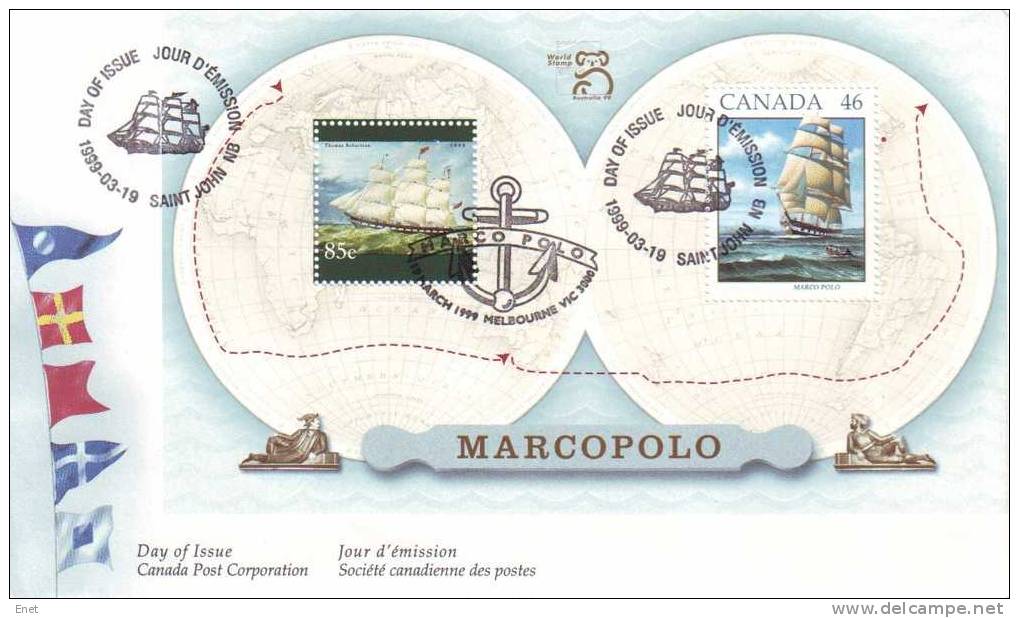 Schiffe Schepen - Kanada Canada & Australien - Vollschiff „Marco Polo“ - Block - Schiffe