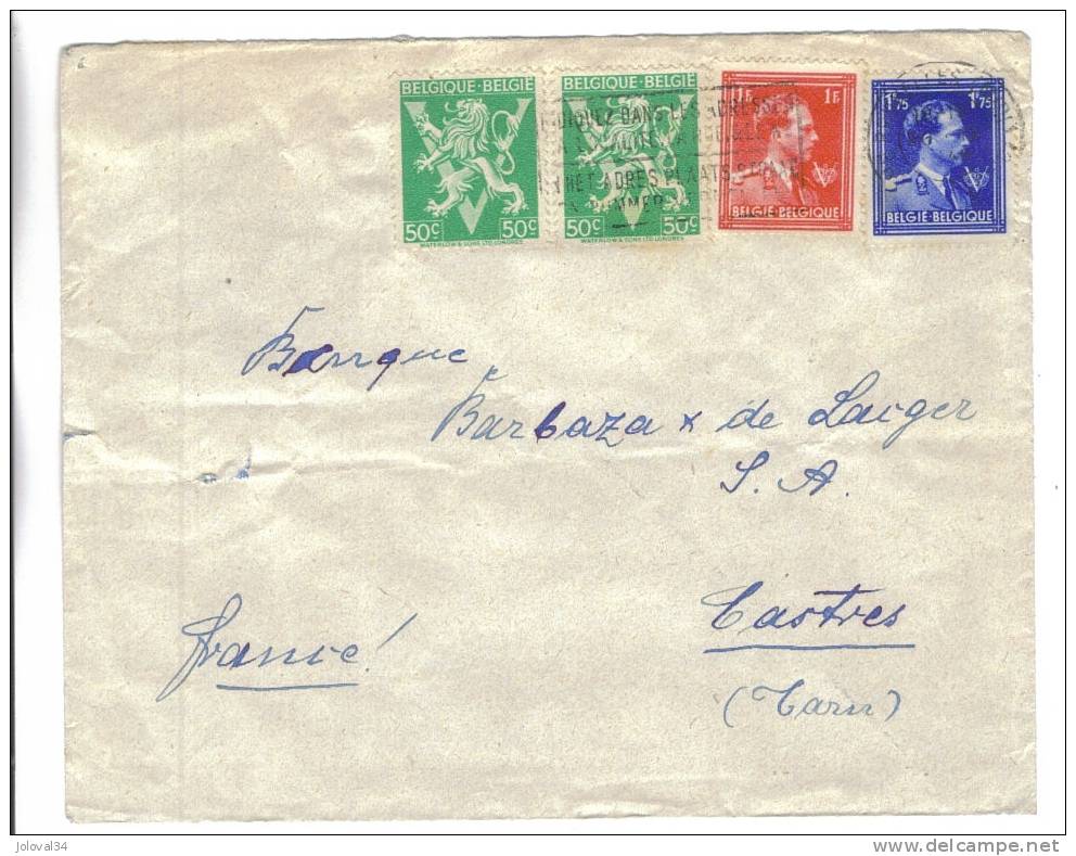 Enveloppe Belgique BRUXELLES 1945 ?? Pour Castres France - Lettres & Documents