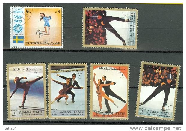 PATINAGE Lot N°07, 6 Timbres: Fujeira - Ajman State - JO 1972 Munich - Patinage Artistique