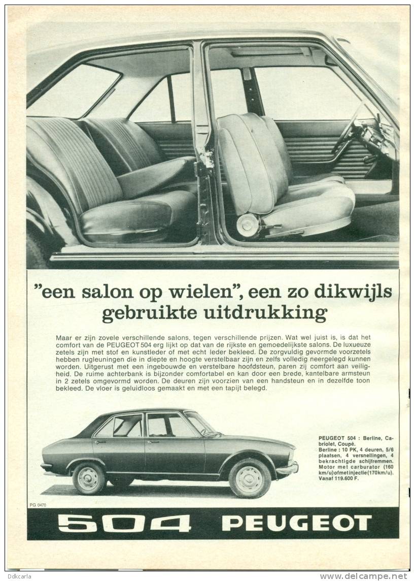 Reclame Uit Oud Magazine 1970 - PEUGEOT 504 - Advertising