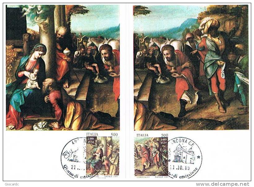 ITALIA -  UNIF. 1902.1903   -   2 FDC MAXIMUM GOLDEN  - 1989  NATALE (DITTICO)- RIF. 10059 - Cartas Máxima