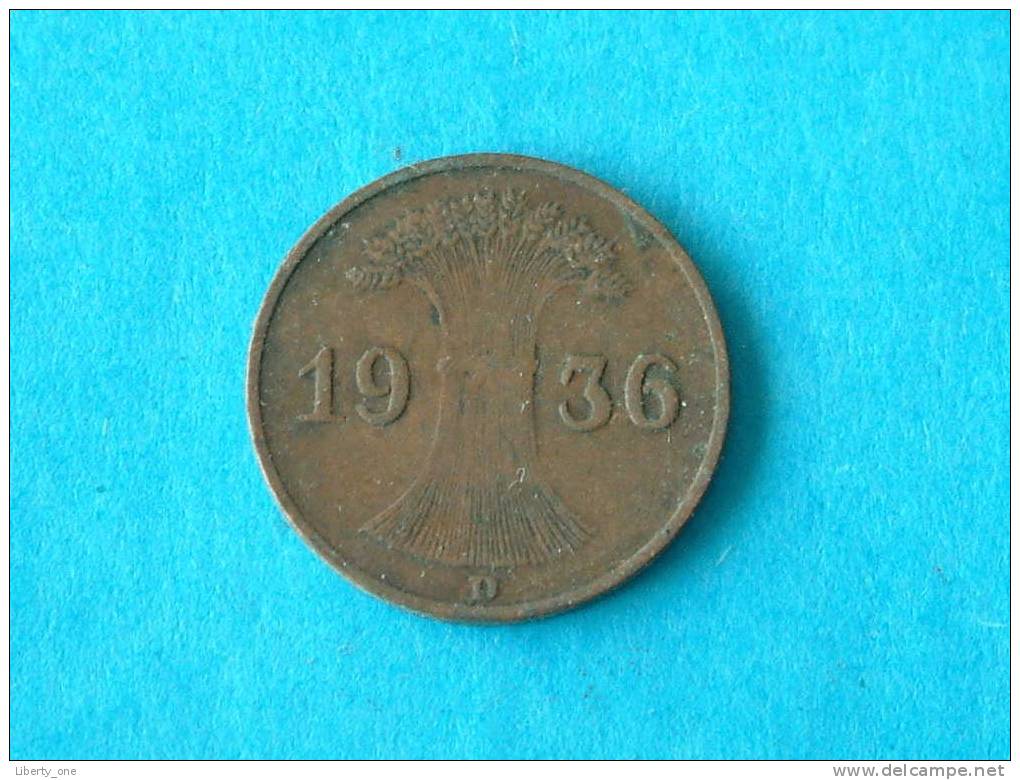 1936 D - 1 REICHSPFENNIG - KM 37 ( For Grade, Please See Photo ) ! - 1 Reichspfennig