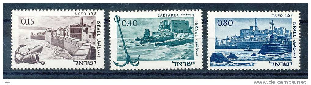 ISRAELE 1967 ANTICHI PORTI PALESTINESI, SERIE COMPLETA MNH** YT 330-32 - Maritime