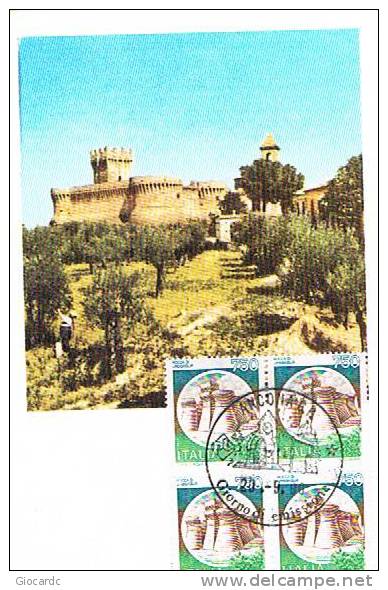 ITALIA - UNIF. 1962 - FDC MAXIMUM - 1990  CASTELLI D'ITALIA: ROCCA DI URBISAGLIA (QUARTINA) - RIF. 10071 - Cartes-Maximum (CM)
