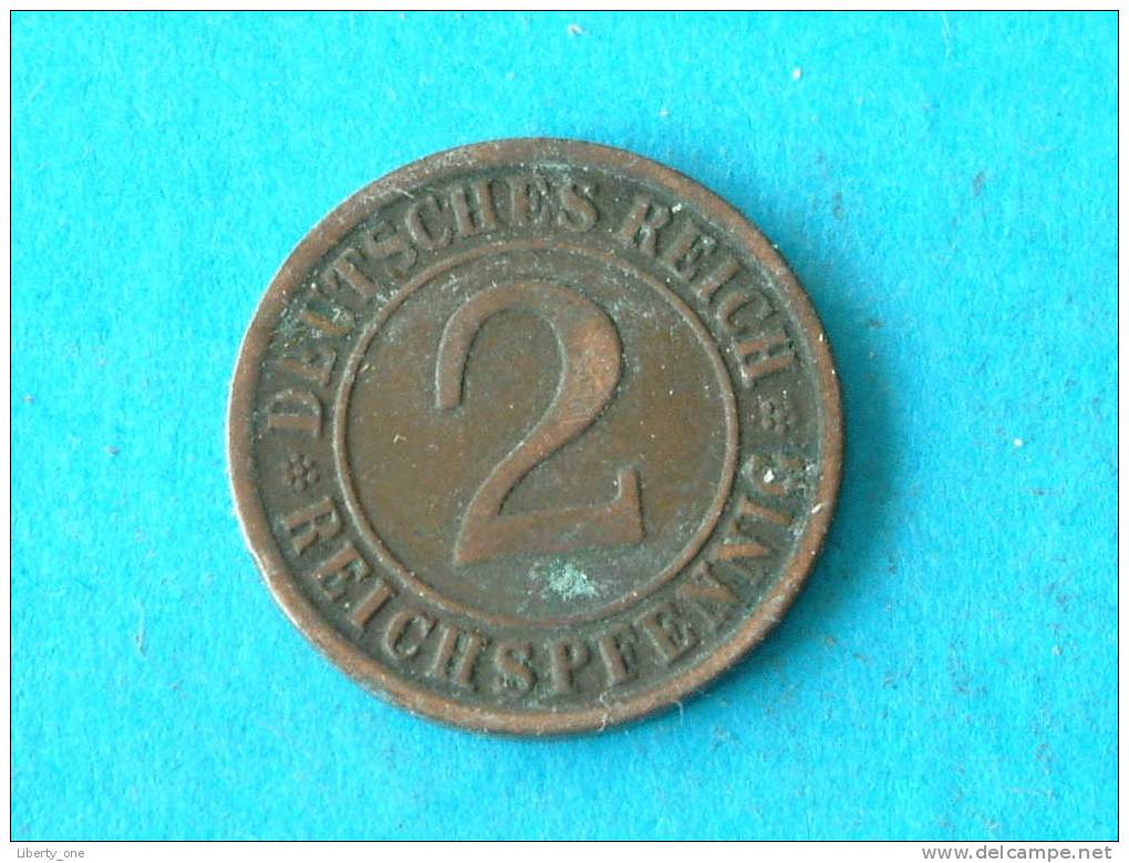 1924 A - 2 REICHSPFENNIG - KM 38 ( For Grade, Please See Photo ) ! - 2 Rentenpfennig & 2 Reichspfennig