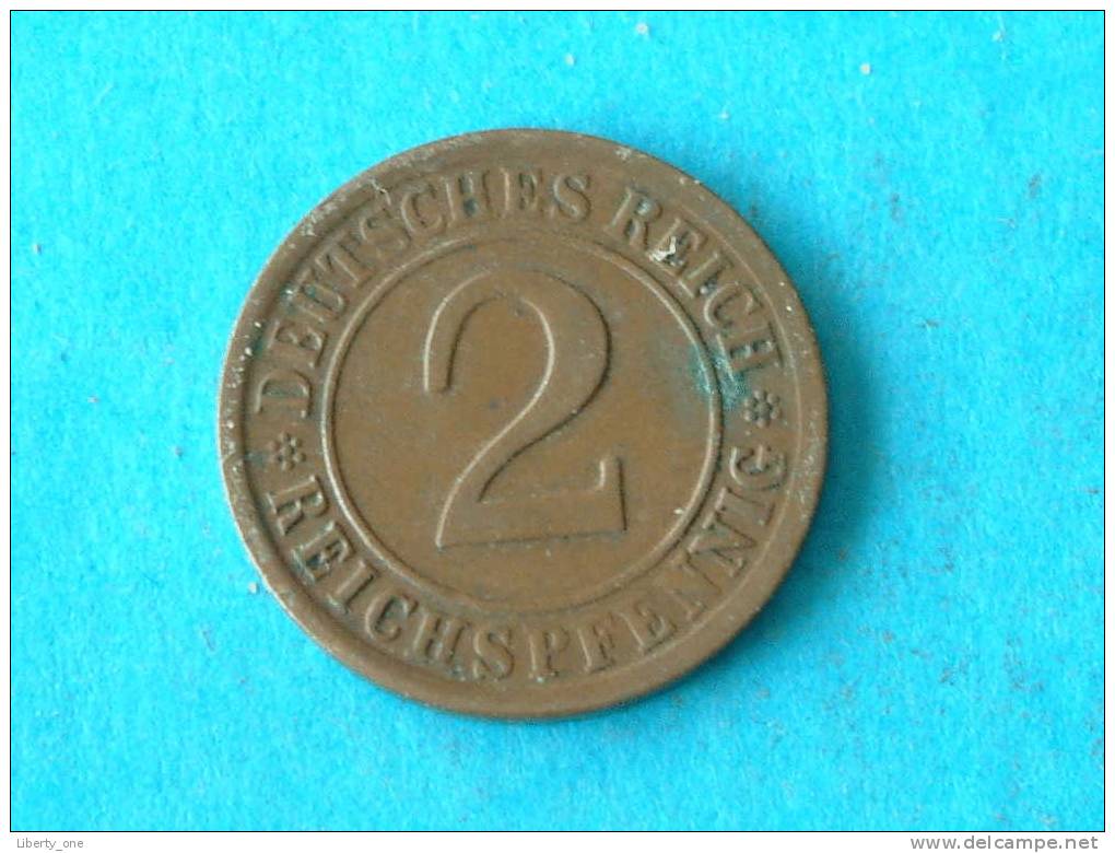 1924 A - 2 REICHSPFENNIG - KM 38 ( For Grade, Please See Photo ) ! - 2 Rentenpfennig & 2 Reichspfennig