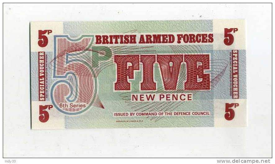 - GRANDE-BRETAGNE . BRITISH ARMED FORCES & SPECIAL VOUCHERS . 5 P. - British Armed Forces & Special Vouchers