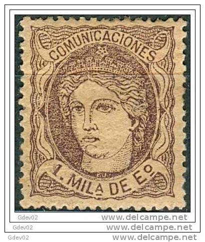 ES0102-L2236..España. Spain.Espagne.ALEGORIAS.1 870.   (Ed 102*) Con Charnela .MAGNIFICO - Sin Clasificación