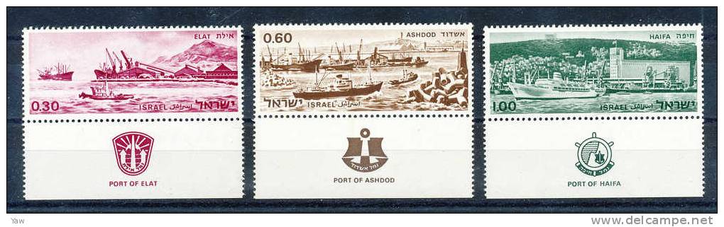 ISRAELE 1969 PORTI MODERNI, SERIE COMPLETA. MNH** YT 371-73 - Maritime