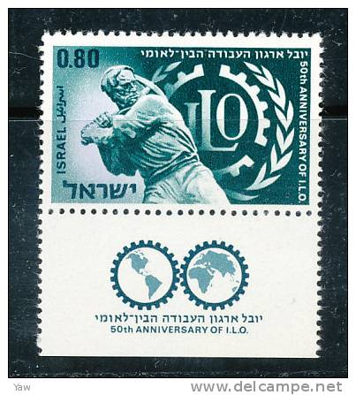 ISRAELE 1969 50° ORGANIZZAZIONE INTERNAZIONALE DEL LAVORO. MNH** YT 377 - OIT
