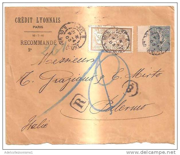 42459)lettera Racc. Francese Con 50c+25c + Annullo - Used Stamps