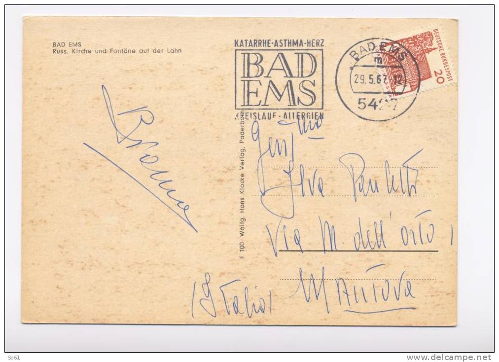 557 - 5.10 - Bad Ems - Rheinland-Pfalz - 1967 - Mantova - Bad Ems