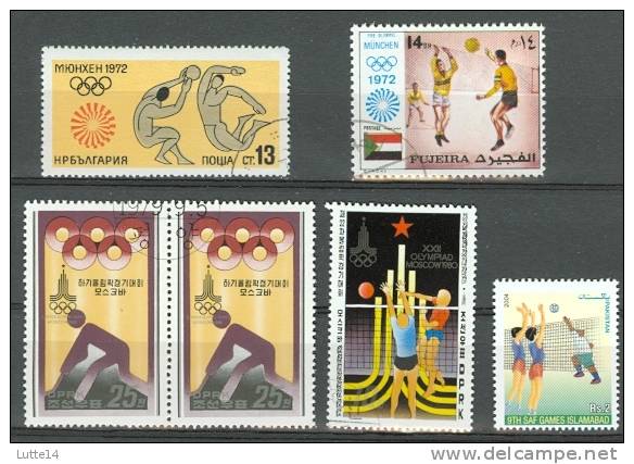 VOLLEY-BALL  Lot N°06, 6 Timbres: Bulgarie - Fujeira - Corée - Corée - Pakistan - Volley-Ball