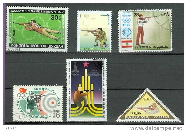 TIR Lot N°09, 6 Timbres: Mongolie - Corée - Pakistan - Fujeira - USSS - Panama - Shooting (Weapons)