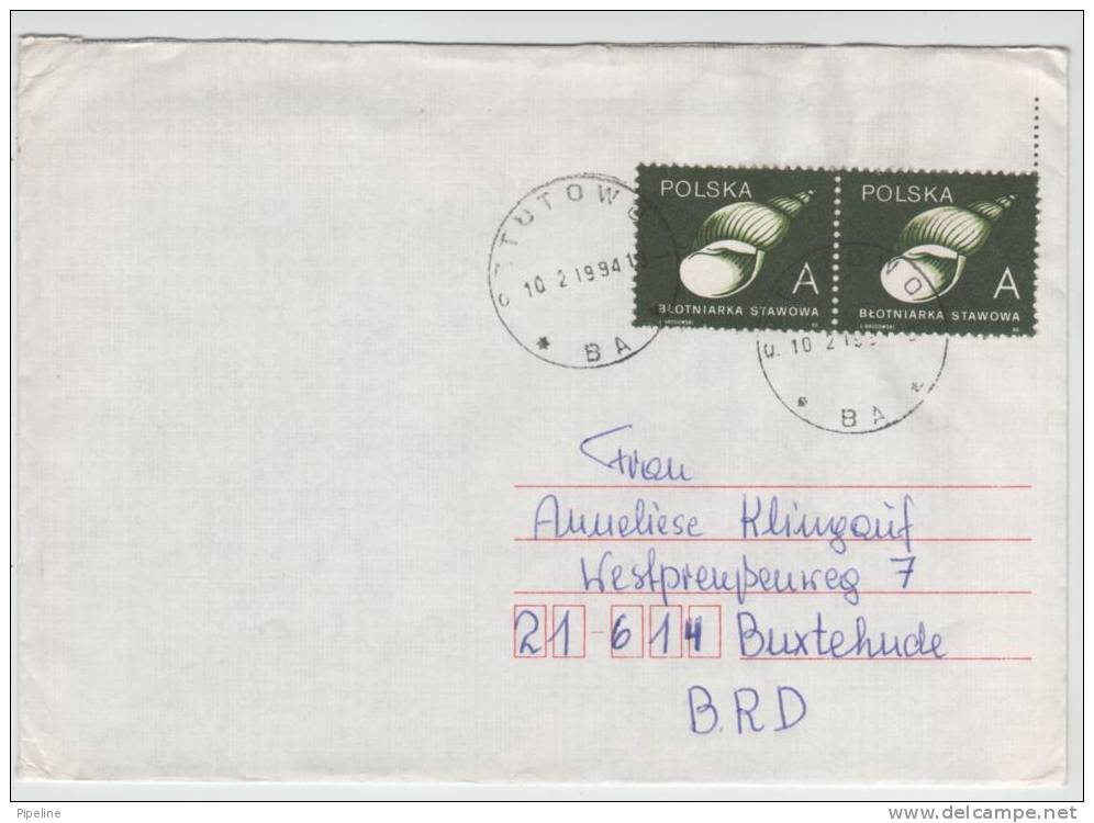 Poland Cover Sent To Germany Sztutowo 10-2-1994 - Usados