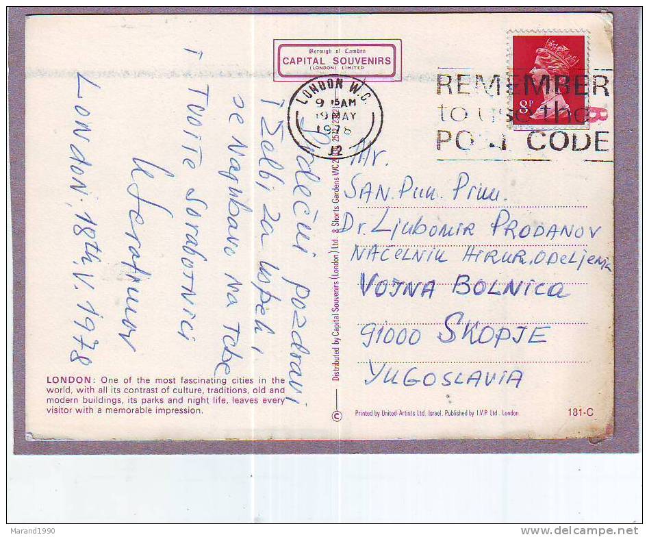 FLAMME, YUGOSLAVIA, GREAT BRITAIN, POST CODE - Código Postal