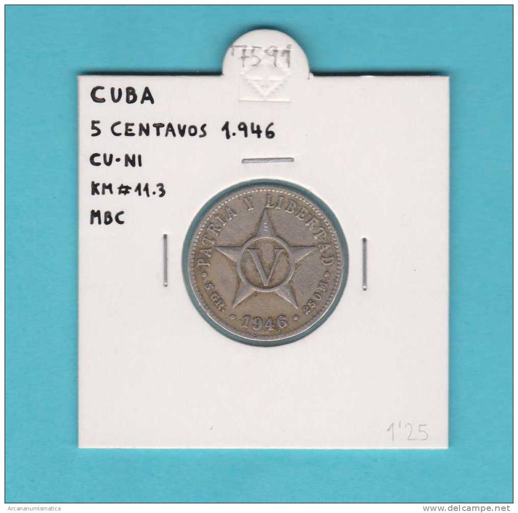 CUBA  5  CENTAVOS  1.946  CU-NI   KM#11.3  MBC/VF    DL-7591 - Cuba