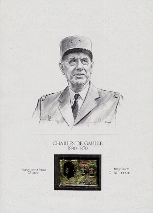 TIMBRE OR Battu 23 Carats - CHARLES DE GAULLE 1890 1990 - - De Gaulle (Général)