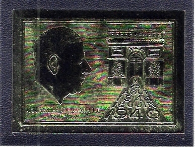 TIMBRE OR Battu 23 Carats - CHARLES DE GAULLE 1890 1990 - - De Gaulle (Général)