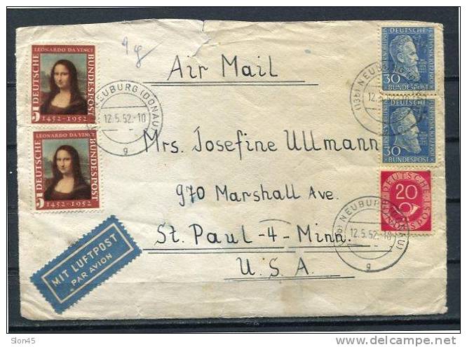 Germany 1951-1952 Cover Front Side Only Airmail Used - Brieven En Documenten