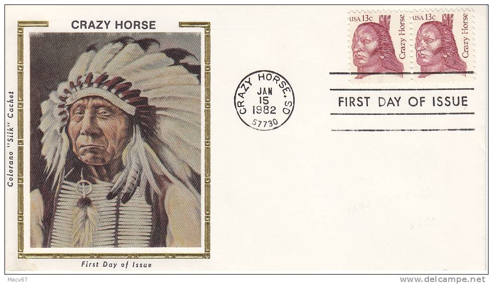 U.S. 1855  FDC SILK COLORANO  CRAZY HORSE AMERICAN INDIAN - 1981-1990