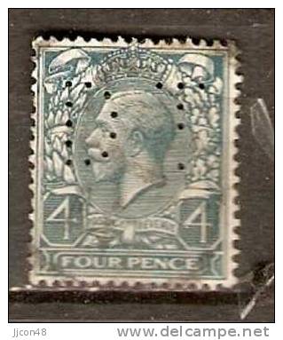 GB 1912-24  KGV  4d (o) SG.379 (wmk Royal Cypher) Perfin - Gezähnt (perforiert)