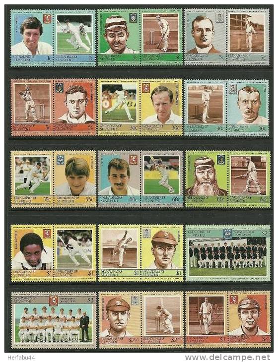 St. Vincent Grenadines     Cricket Players    Set    SC# 403-17 MNH** - St.Vincent (1979-...)