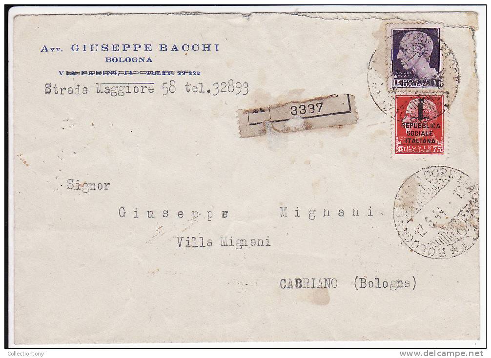 STORIA POSTALE - REPUBBLICA SOCIALE -LETTERA CON AFFRANCATURA MISTA - 12/06/1944 - (LEGGI DESCRIZIONE) - Marcophilie