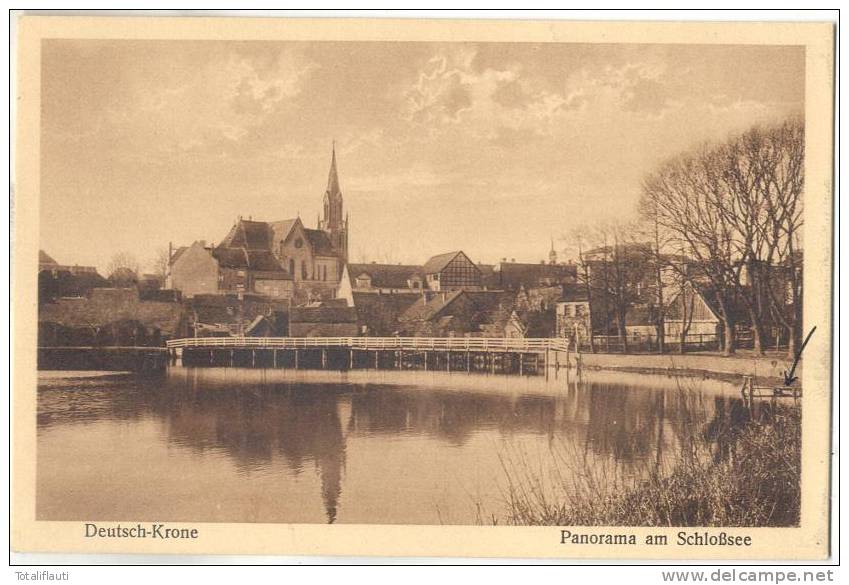 Deutsch Krone Panorama Am Schloßsee Braun TOP-Erhaltung Ungelaufen Walcz Pommern - Pommern