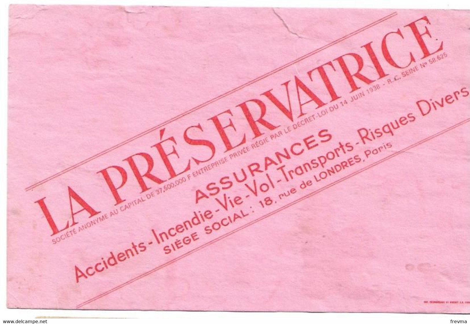 Buvard La Preservatrice - Banque & Assurance