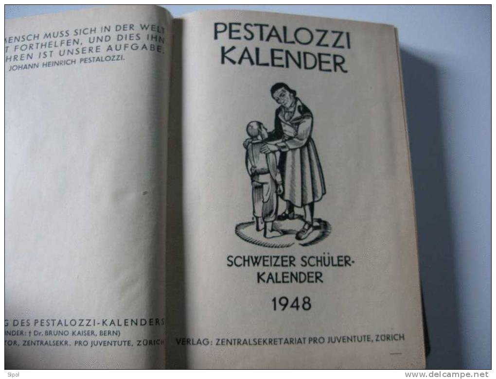 Pestalozzi Kalender ( Calendrier Ou Plutôt Agenda ) Marqué 1848 Sur La Couverture Mais En Fait De 1948 - Tamaño Pequeño : 1941-60