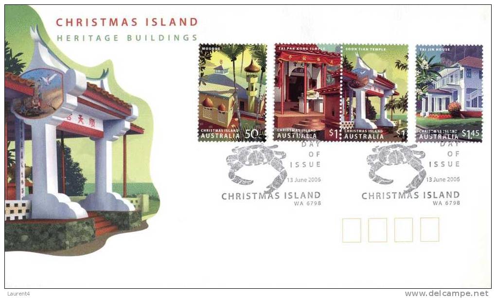 (2106) - FDC Christmas Island - Premier Jour Ile De Christmas - Heritage Buildings - Christmaseiland
