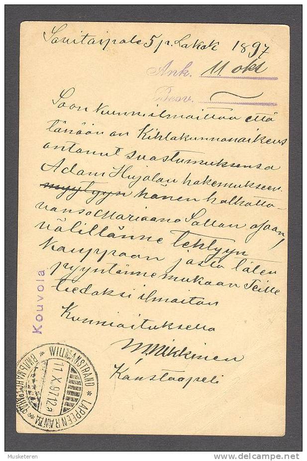 Finland Postal Stationery Ganzsache Entier UPU Postkort 1897 Suomenniemi Willmanstrand ERROR Variety In Arms (3 Scans) - Postal Stationery