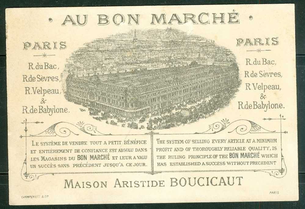 Chromo Au Bon Marché - Les Oiseaux Du Luxembourg - Champenois Et Cie Paris  - CHROA31 - Au Bon Marché