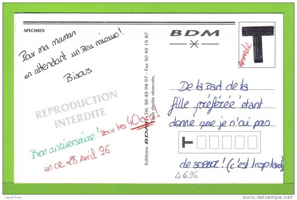 CARTE D'UN BILLET DE 100 F - Carte écrite En 1996 - Monnaies (représentations)
