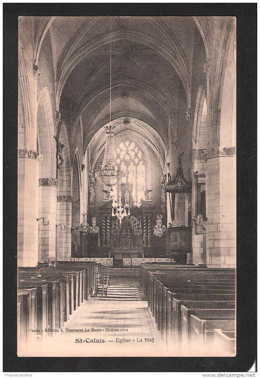 FRANCE CPA  72 SARTHE - CP SAINT CALAIS - EGLISE - LA NEF - PHOTO. EDITION J. BOUVERET LE MANS CHATEAUDUN - Saint Calais