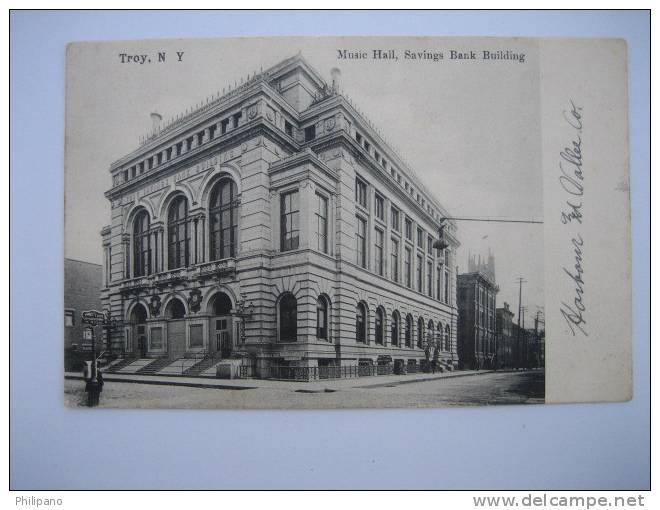 Troy NY   Music Hall  & Savings Bank    1905 Cancel - Banks